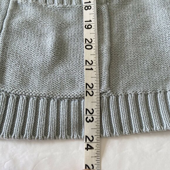 SHEN NY Ribbed Collar Cotton Cardigan Sweater Soft Blue Front Pockets Size 4 - Picture 7 of 8